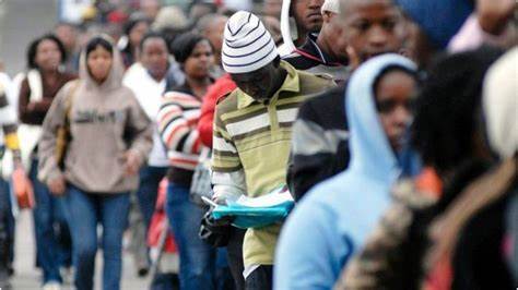 Unemployed Malawian youth applying for jobs