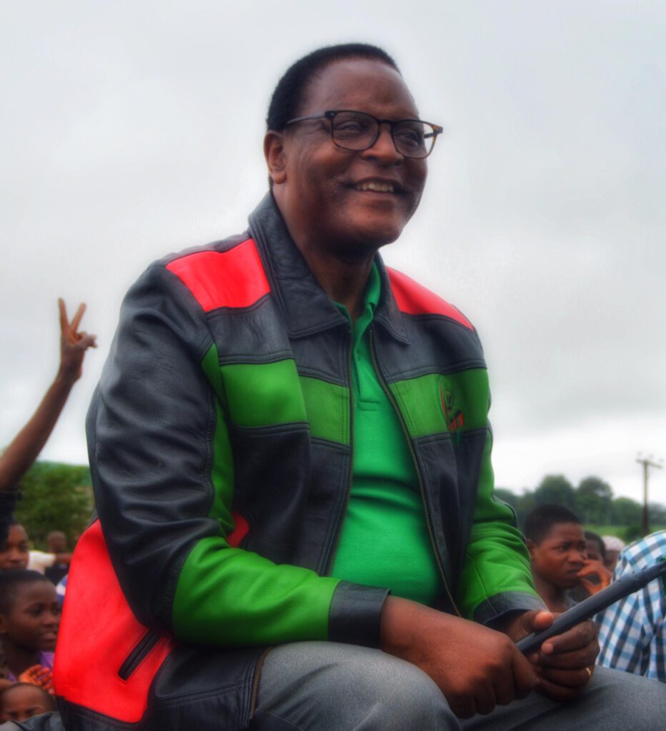Lazarus Chakwera Wearing Mcp Leather Jacket