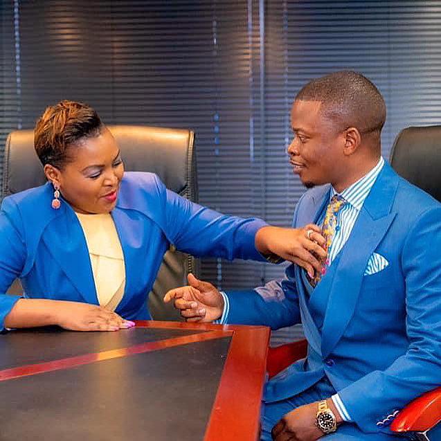 Mary Bushiri Blue Outfit With Husband