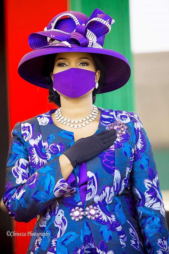 Mary Chilima Wearing Purple Outfit