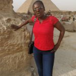 Martha In Egypt Wearing Red Shirt Blue Jeans